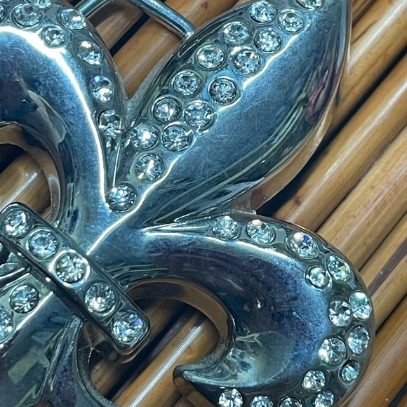 STUNNING Vintage Fleur De Lis Rhinestone Encrusted HAND DECORATED BELT BUCKLE - Picture 5 of 8